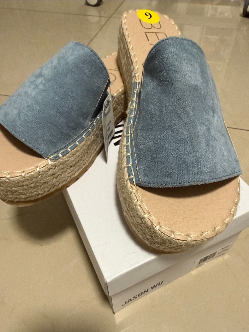Jason Wu Light Blue Suede Espadrille Platform Slide